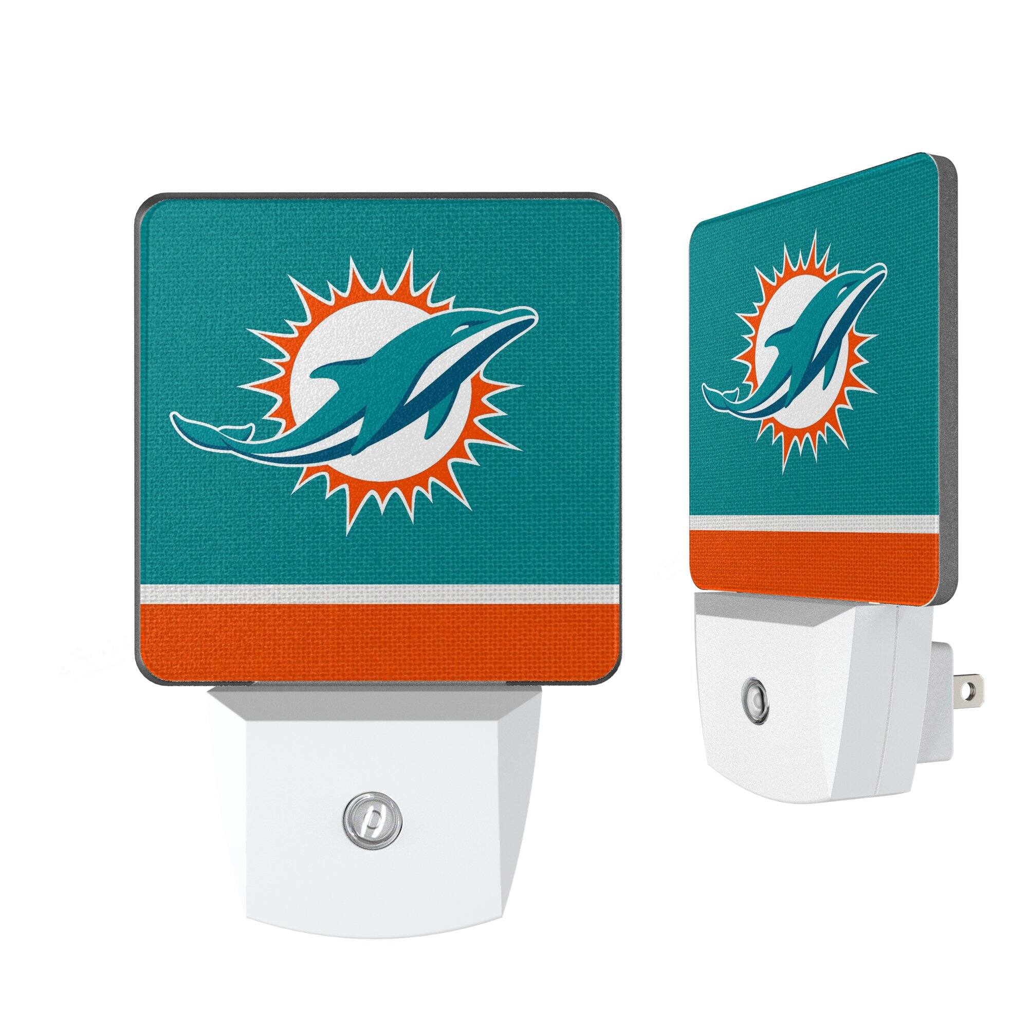 Front. Keyscaper - Miami Dolphins Stripe Design Nightlight 2-Pack - Multicolor.