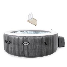 PureSpa Plus Inflatable Hot Tub + Intex PureSpa Tray Accessories (4 Pack) - Gray
