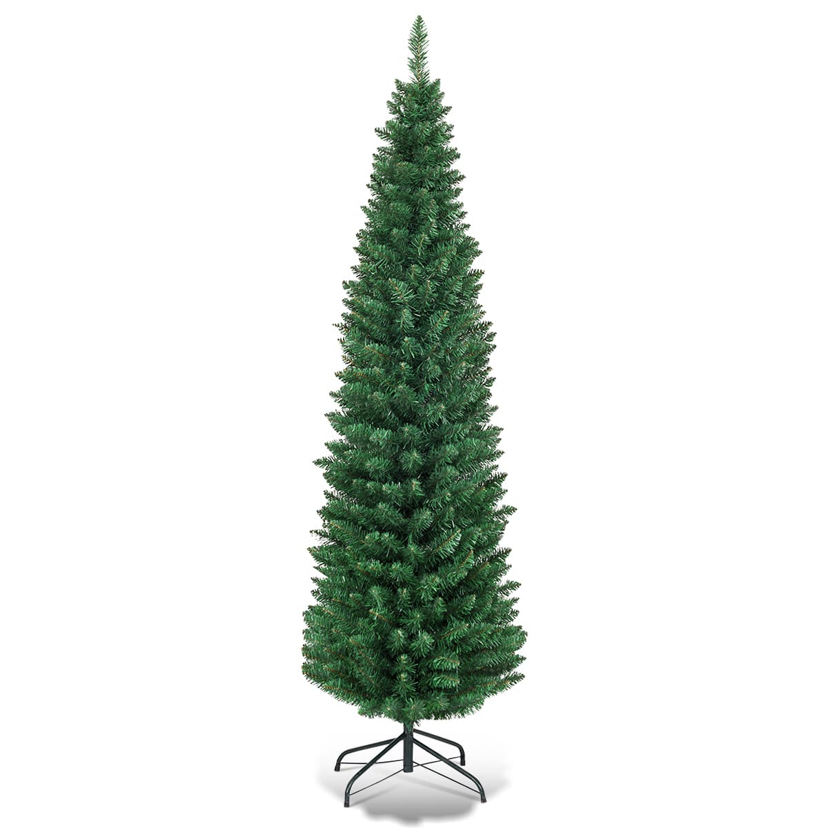 Costway 6Ft PVC Artificial Pencil Christmas Tree Slim Stand Green Green ...