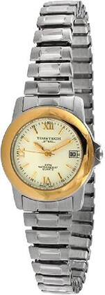 Timetech - Women’s Water Resistant Two Tone Nurses Watch with Expansion Flex Stainless Steel Band with Calendar - Silver