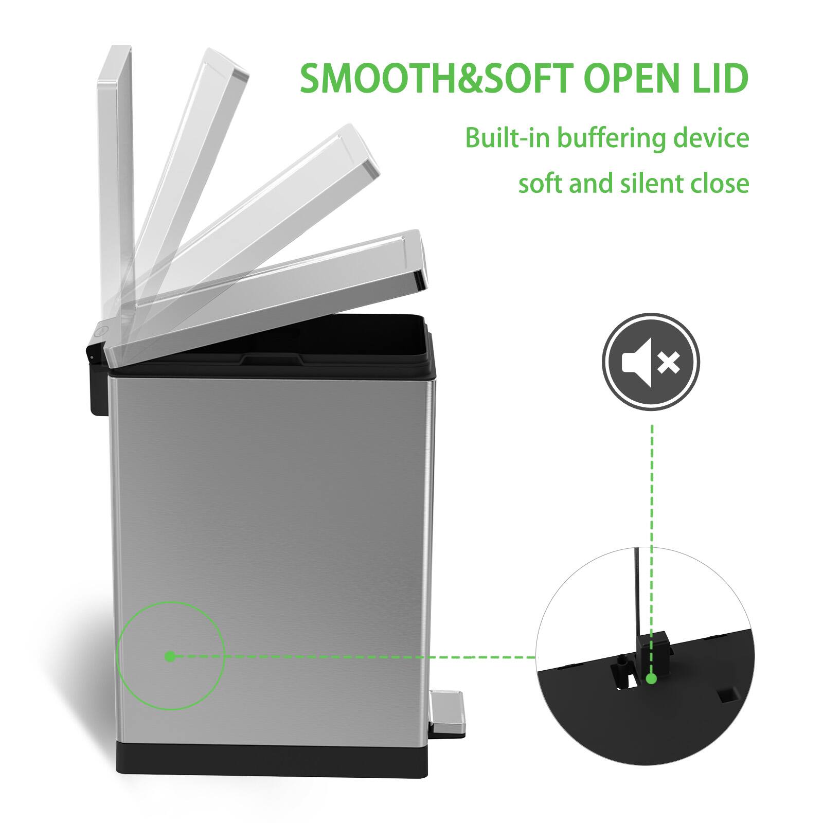SMOOTH & SOFT OPEN LID  
Built-in buffering device  
soft and silent close