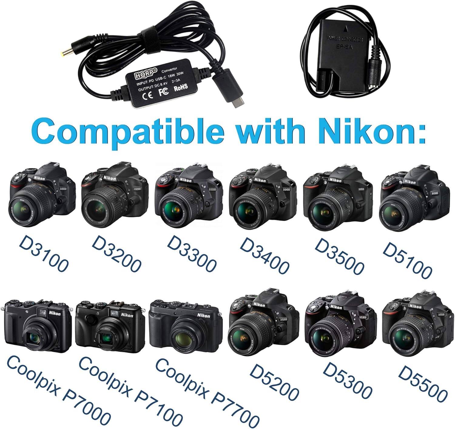 PUR neribe EP-SA HORPO Converter WOE 1EW PO uSB-C 23A INPUT: NY OUTPUT.DG&4V OUTPUT FC RoHS CE Compatible with Nikon: Nikon - Nikem - Mikon - Niken - a Mikon - Niken D3100 D3200 D3300 D3400 D3500 D5100 Mikon Nikon Mikon Mikon Nikon Nikon -AE ee Coolpix Coolpix Coolpix D5200 D5300 D5500 P7000 P7100 P7700
