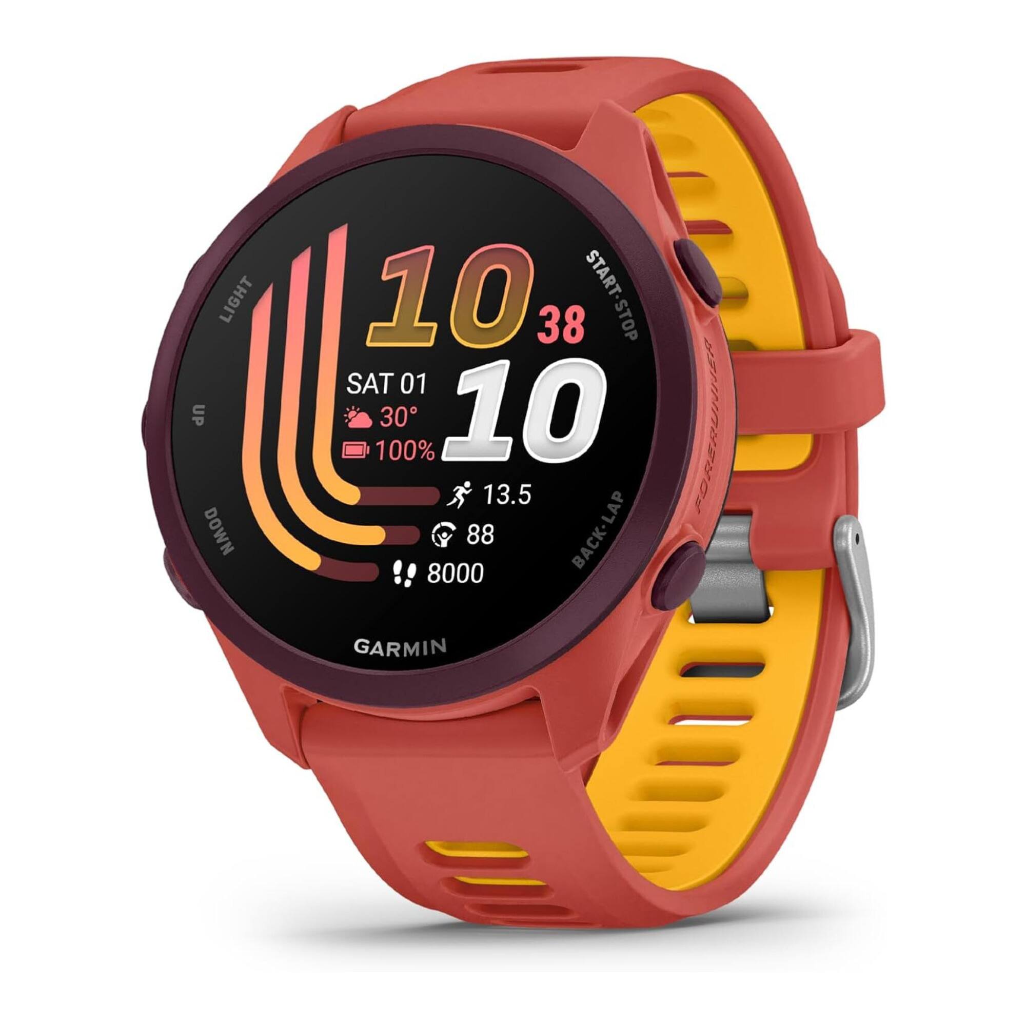 LIGHT UP DOWN  
10 38 START-STOP STOP SAT 01 100% 30 10 13.5 8000 88 BACK-LAP GARMIN  
FORERUNNER