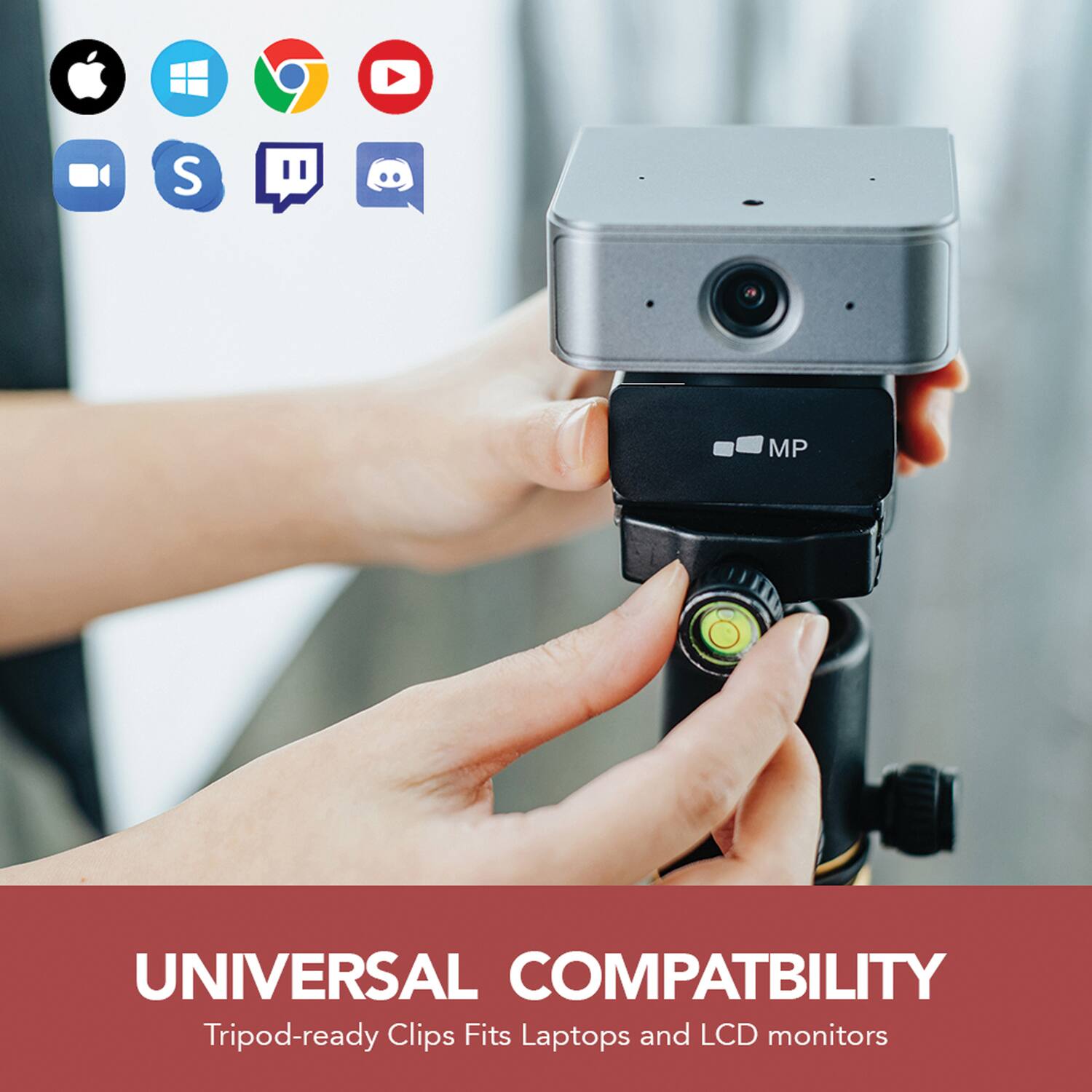 S MP UNIVERSAL COMPATIBILITY Tripod-ready Clips Fits Laptops and LCD monitors
