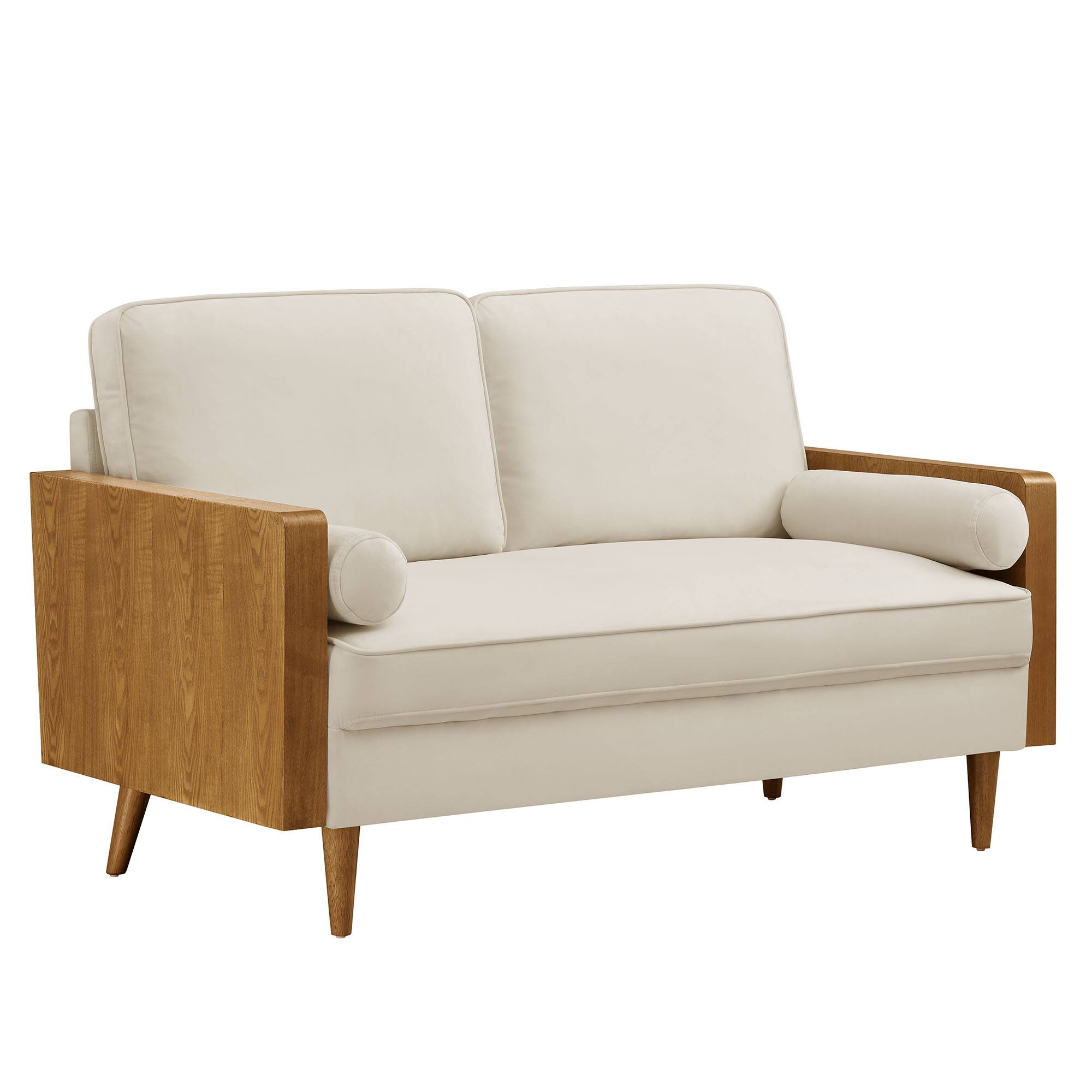 Angle. Modway - Kellan Loveseat - Walnut Alabaster.