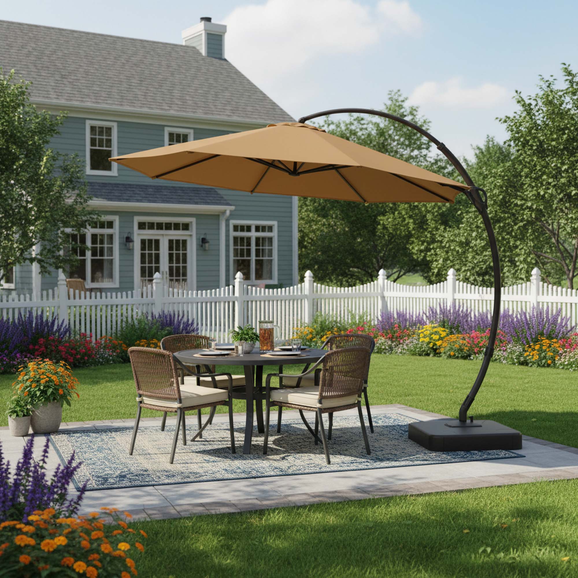 Alt View 1. Boyel Living - 10ft Tan Luxury Cantilever Patio Umbrella UV Protection - Tan.