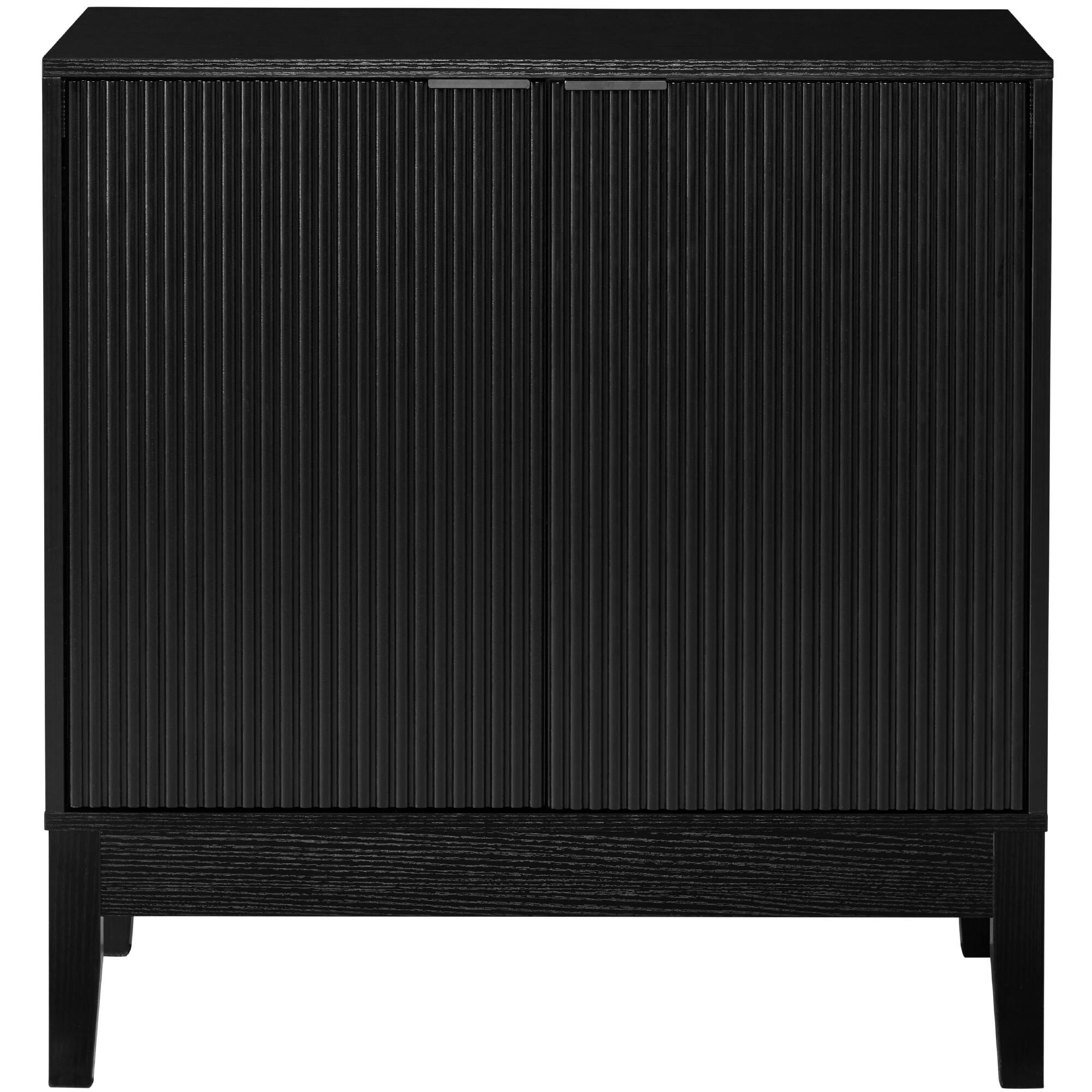 Best Choice Products - 2-Door Reeded Storage Cabinet w/ Soft-Close Doors, Multipurpose Accent Furniture - Black