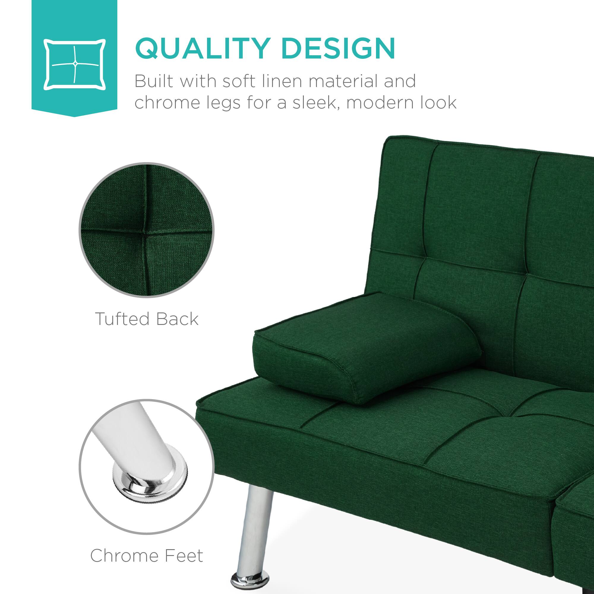 QUALITY DESIGN  
Built with soft linen material and chrome legs for a sleek, modern look  

Tufted Back  
Chrome Feet