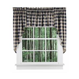 Ellis Curtain - ELLIS 50% Polyester 50% Cotton Country Check With 1.5" Rod Pocket Tailored Swag 56" x 36" - Navy