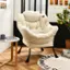 Left. Costway - Modern Polyester Lazy Sofa Chair with Side Pocket - Beige.