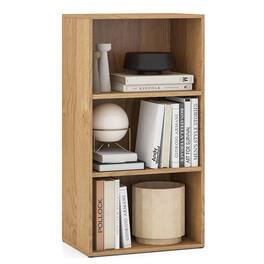 Pefilos - 3-Tier Cube Bookcase - Adjustable Shelves Non-Skid, Home Office Storage, Natural - Brown