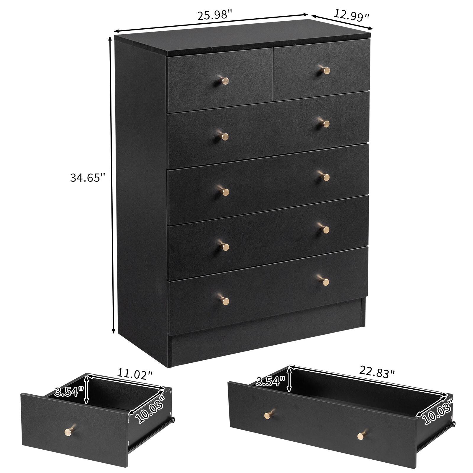 Alt View 1. Winado - 6 Drawer Dresser for Bedroom,Tall Dresser Chest of Drawers Anti-Tipping Device - Black.