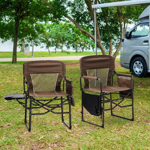 Alt View 5. Winado - 2PCS Camping Directors Chair Portable Folding with Side Table, Carry Bag for Outdoor Adults Camping Beach Fishing Picnic - Brown.