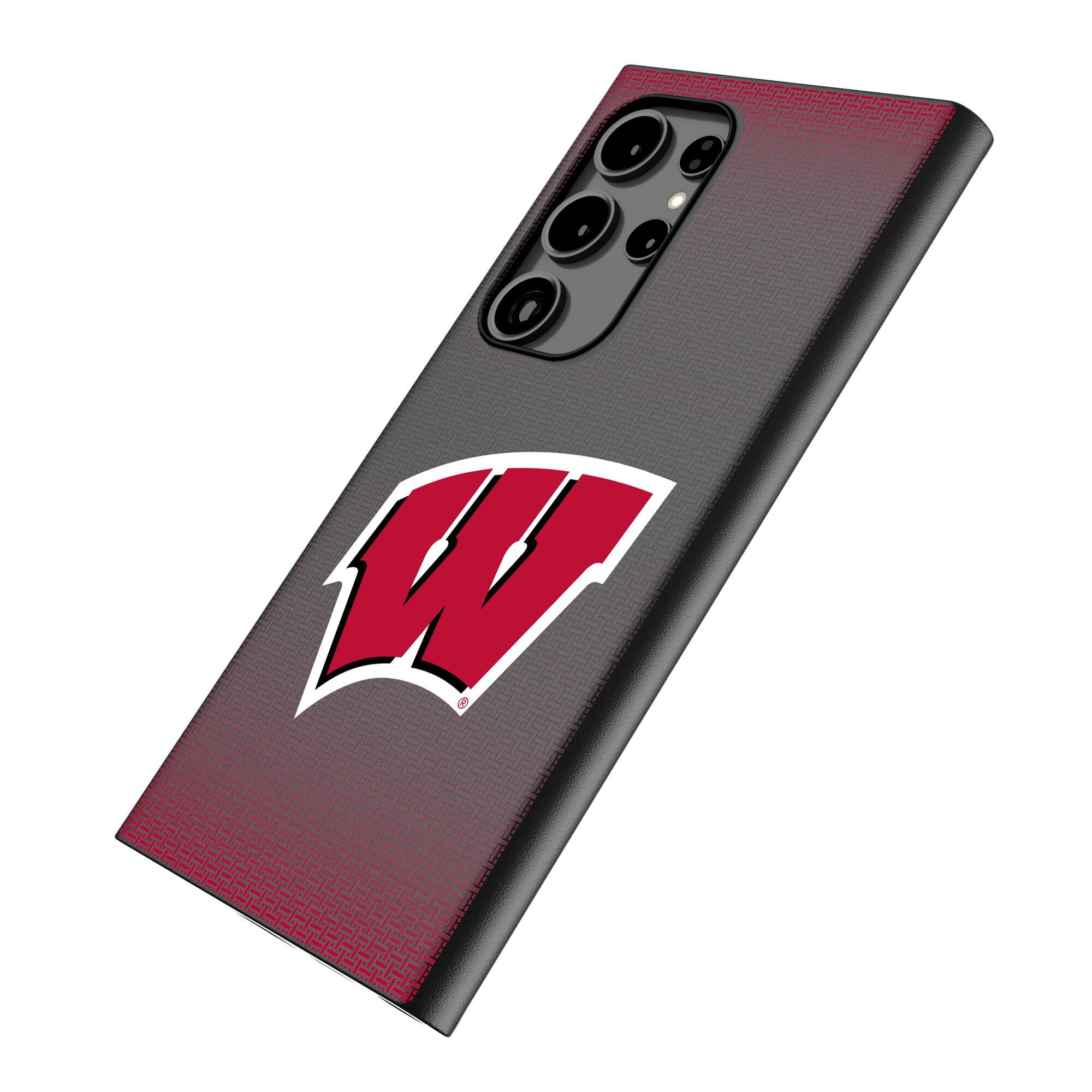 Alt View 1. Keyscaper - Wisconsin Badgers Linen Galaxy Magnetic Bump Case - S25 Ultra - Black.