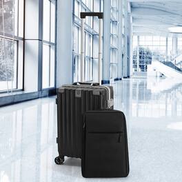 Oumilen - 2 Piece Travel Combo – 20" Aluminum Carry On with TSA Lock + USB Backpack, Silent Wheels - Black
