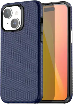 Front. Entronix - Entronix Rugged Case for iPhone 14 Plus - Shockproof and Anti-Slip Protection - Navy.