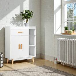 Hivvago - Standing Storage Cupboard with One Drawer and Enclosed Shelving - White