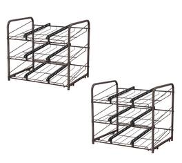 Oumilen - 2 Pack 3-Tier Adjustable Can Organizer Rack, Metal Rolling Can Storage Holder with Movable Dividers - Black