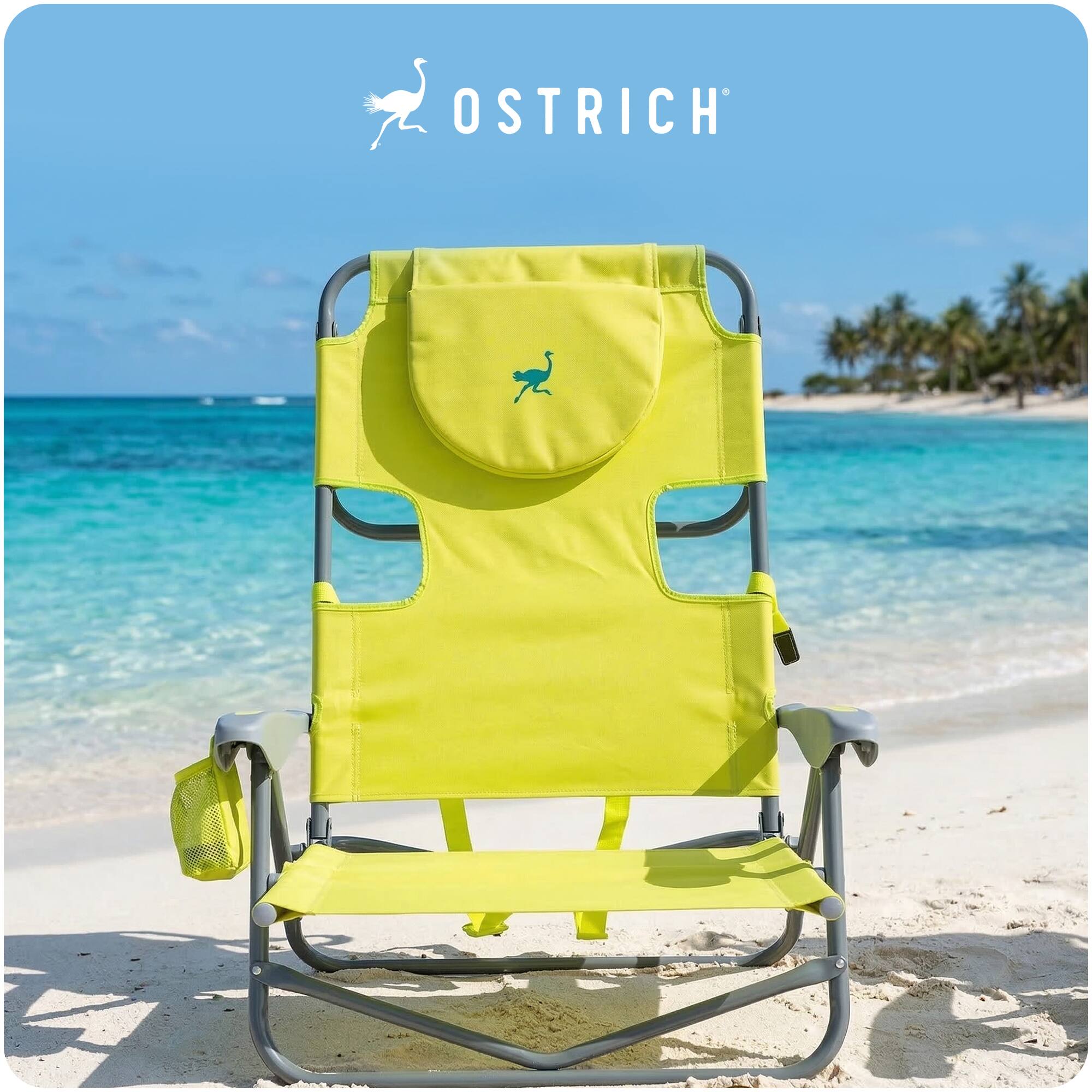 Alt View 5. Ostrich - Ostrich The Heavy-Duty Backpacker Portable Reclining Beach Chair, Lime Green - Green.