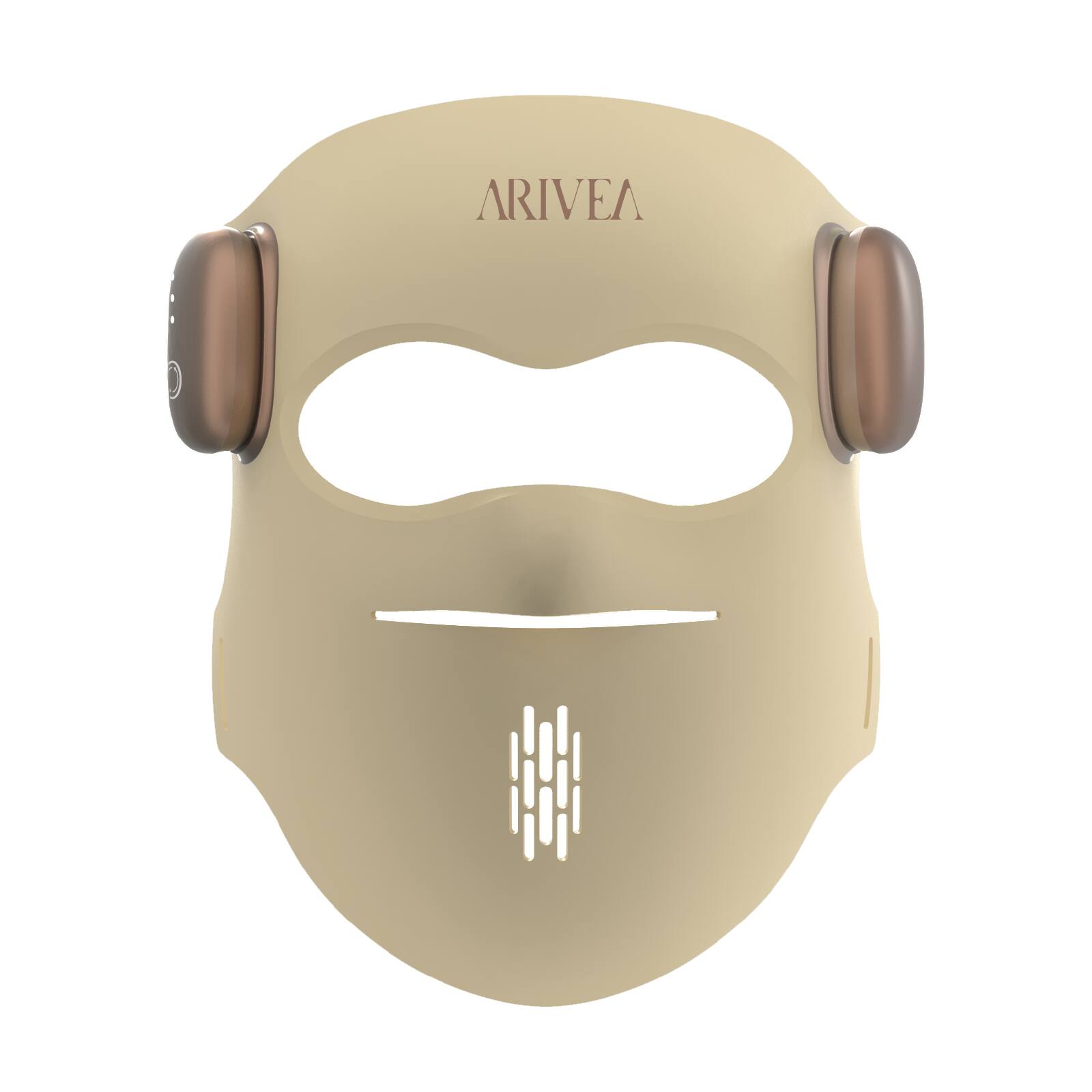 Alt View 6. Arivea - Wireless Red Light Therapy Mask for Face, Lightweight 4D LED Face Mask with Dual Near Infrared Light, Flexible Silicone - Beige.