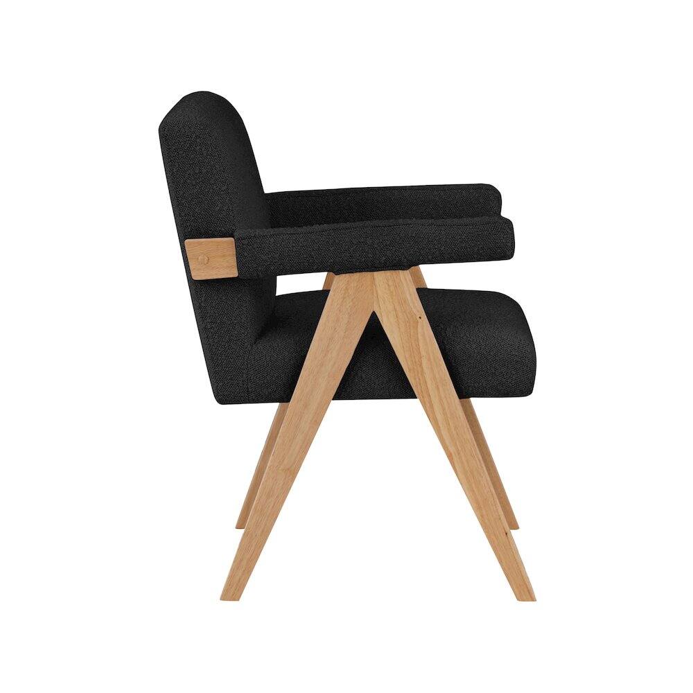 Alt View 3. Meridian Furniture - Woodloch Black Boucle Fabric Accent Chair - Black.