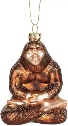 Accoutrements - Enlightened Bigfoot Hand-Blown Glass Holiday Ornament - Brown