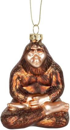 Front. Accoutrements - Enlightened Bigfoot Hand-Blown Glass Holiday Ornament - Brown.