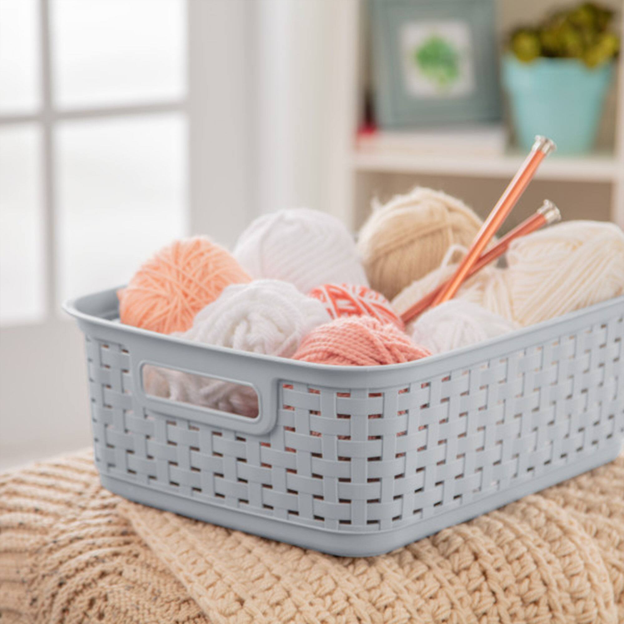 Alt View 4. Sterilite - Sterilite Short Weave Wicker Pattern Storage Container Basket, Gray (6 Pack).