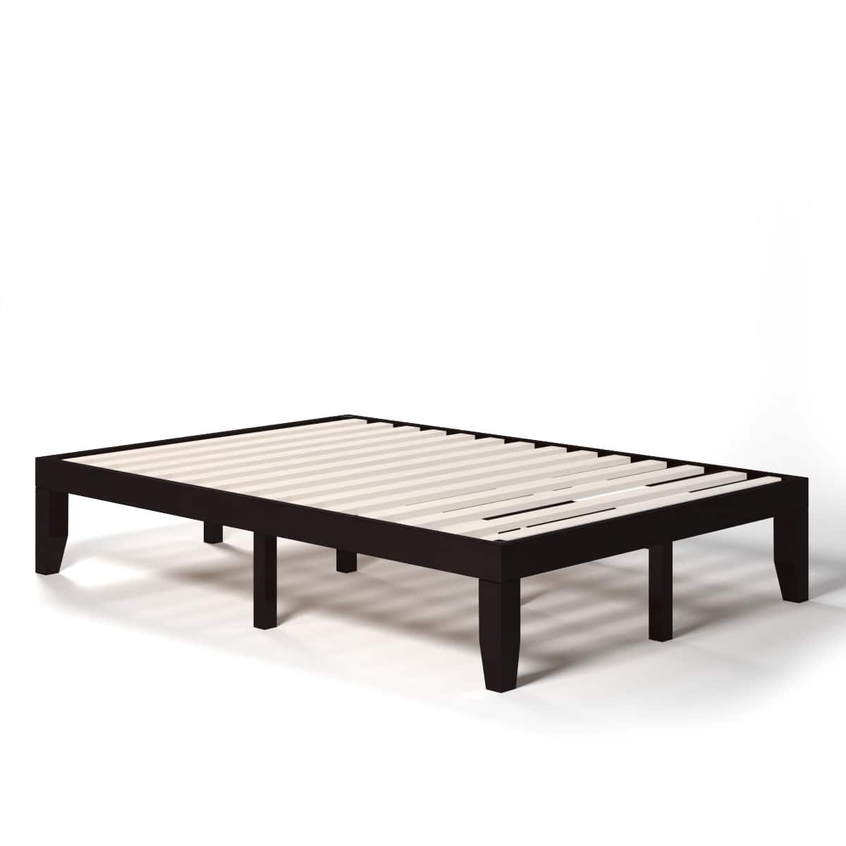 Front. Costway - Costway Full Size 14" Wooden Bed Frame Mattress Platform Wood Slats Support - Espresso.