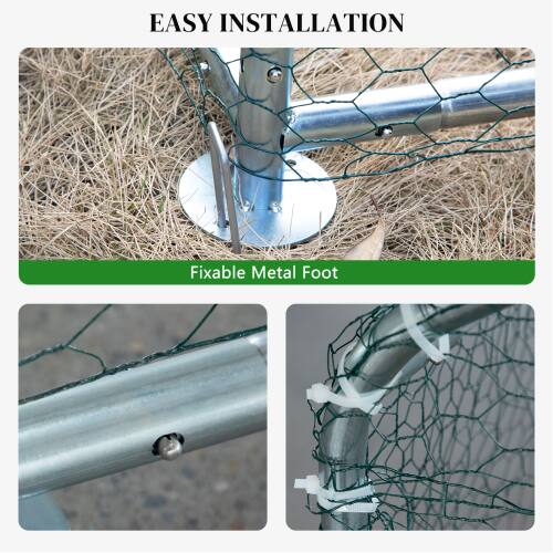 Alt View 3. Winado - 10x20x6.6 FT Large Metal Chicken Coop Walk-In Chicken Run Peaked Roof with Cover.