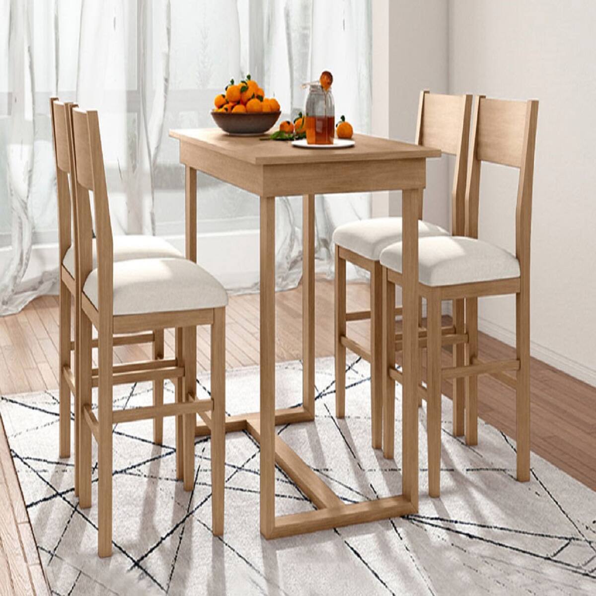 Loheer Farmhouse Dining Table Set, Counter Height, Natural Wood, Table ...