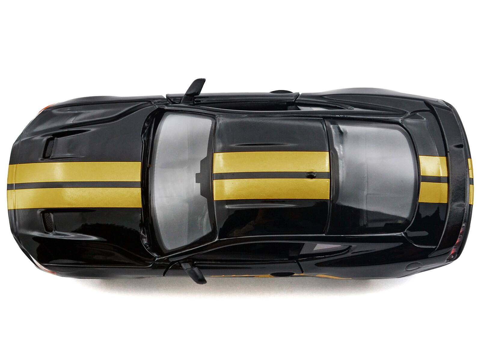 Alt View 4. Motormax - 2018 Ford Mustang GT 5.0 Black with Gold Stripes and Graphics "Midnight Eclipse" Series 1/24 Model Car by Motormax.