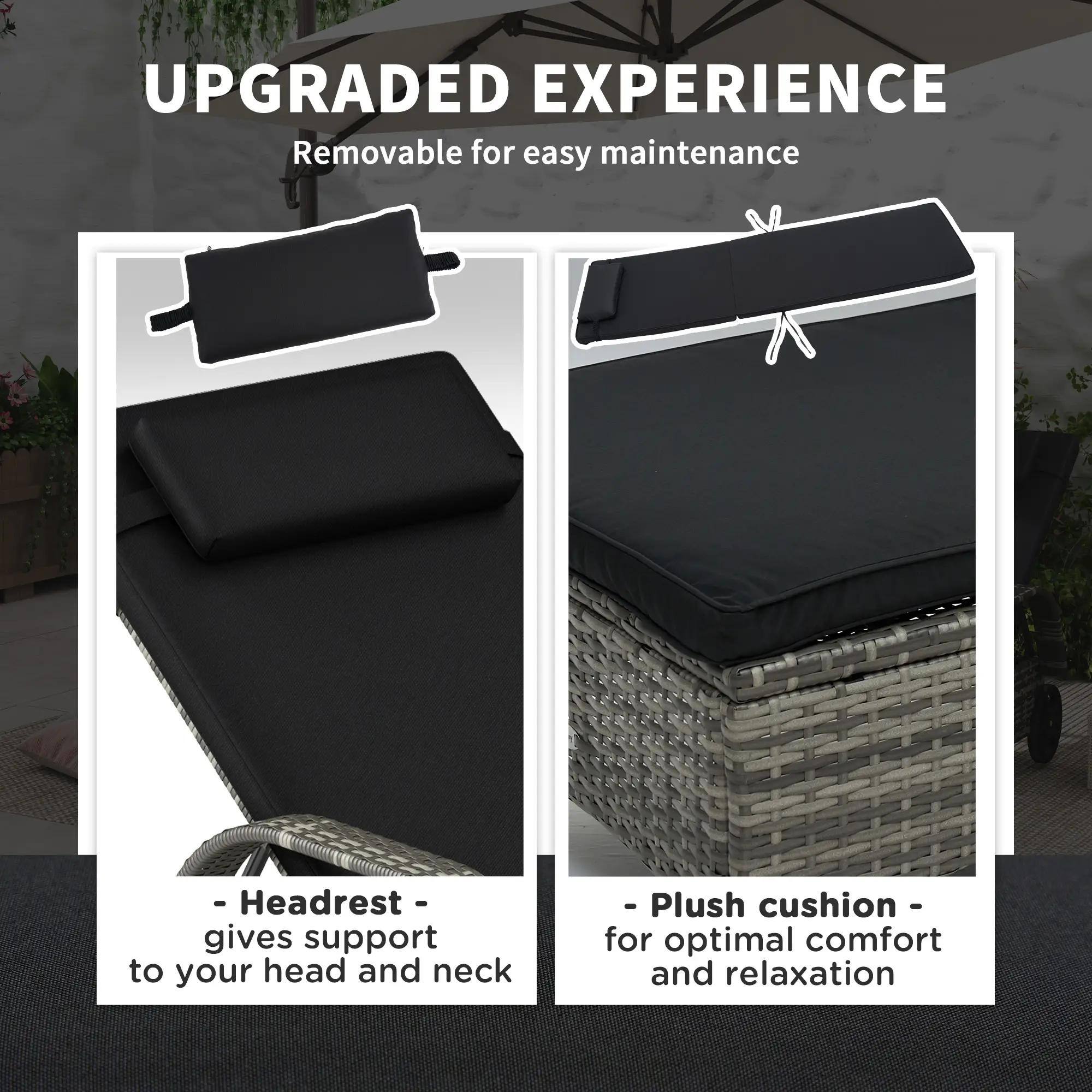 UPGRADED EXPERIENCE

Removable for easy maintenance

- Headrest - gives support to your head and neck

- Plush cushion - for optimal comfort and relaxation