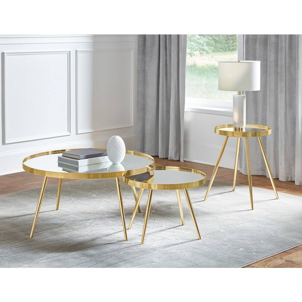 Alt View 5. Coaster Co. of America - Kaelyn 2-piece Round Mirror Top Nesting Coffee Table Gold - Gold.