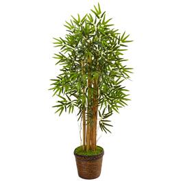 BreeBe - 4.5' Bamboo Tree in Coiled Rope Planter - Green
