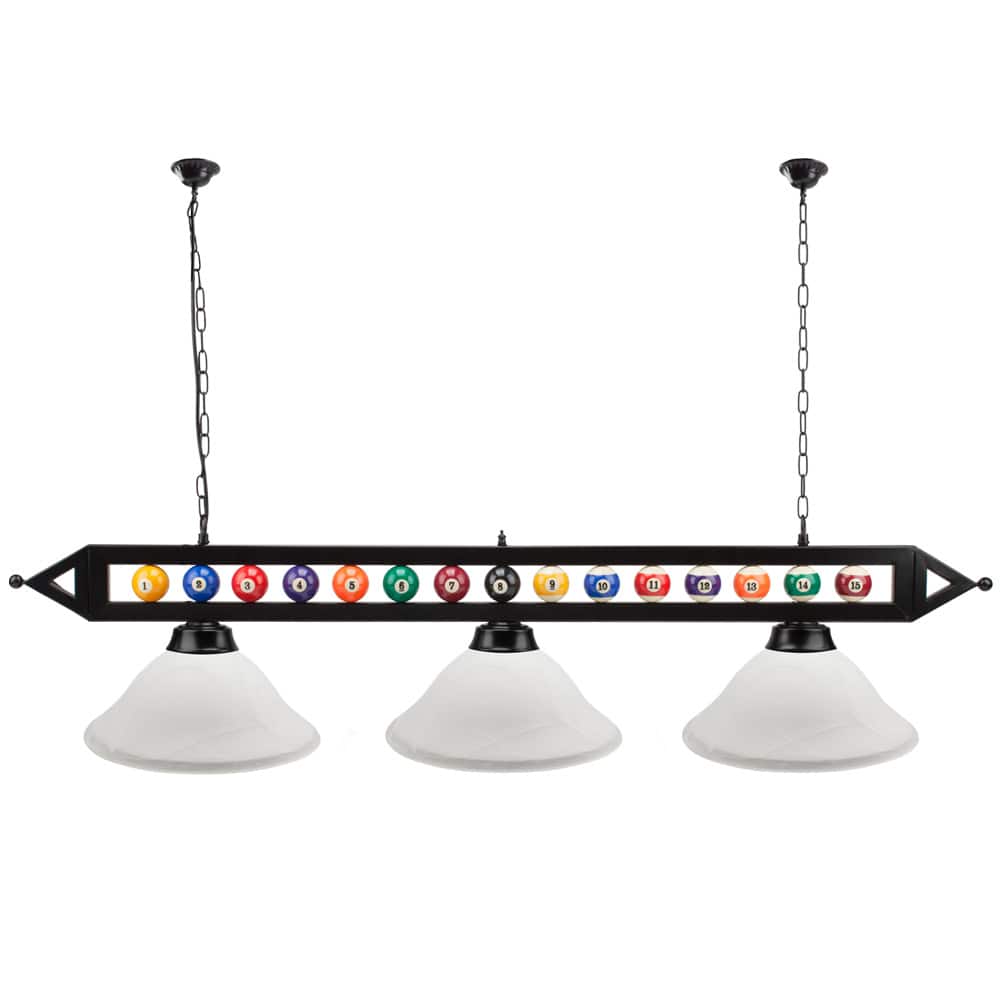 GSE Games & Sports Expert - 59" Pool Billiard Table Light with Billiard Balls Decoration, Pool Table Accessories - White Glass