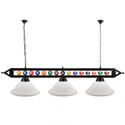 Front. GSE Games & Sports Expert - 59" Pool Billiard Table Light with Billiard Balls Decoration, Pool Table Accessories - White Glass - White Glass.