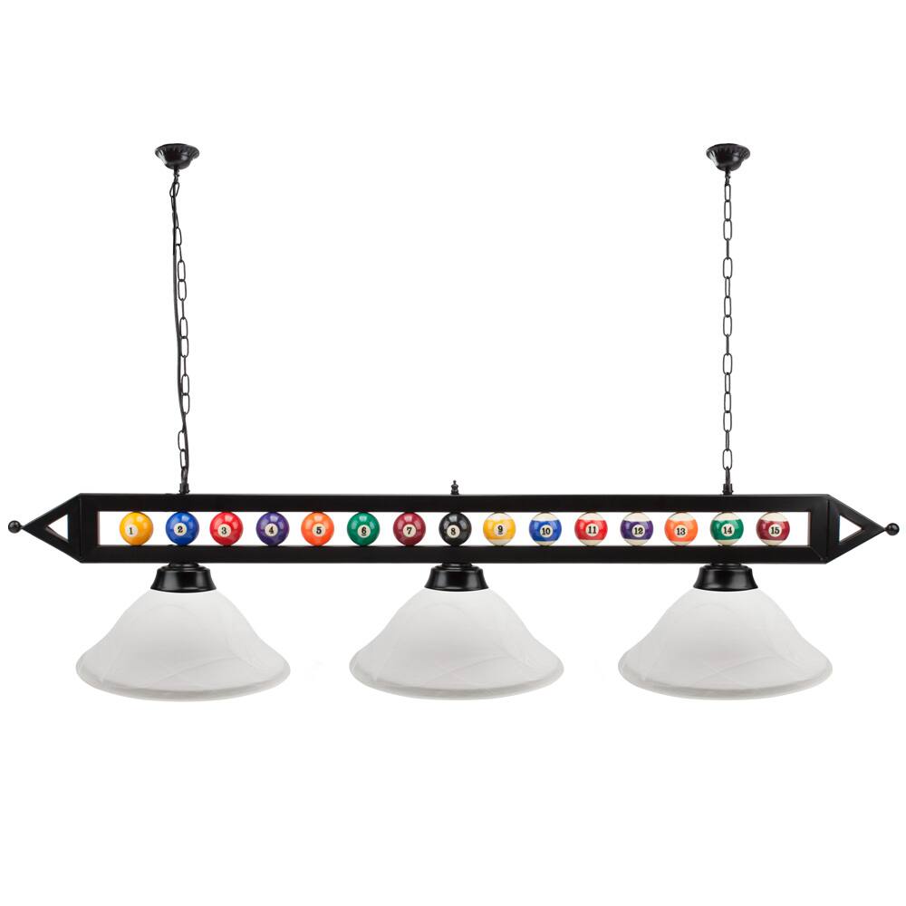 GSE Games & Sports Expert - 59" Pool Billiard Table Light with Billiard Balls Decoration, Pool Table Accessories - White Glass