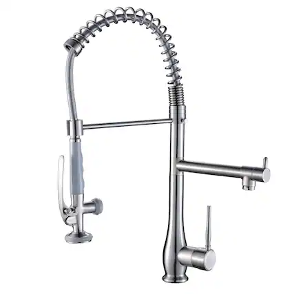 Front. Boyel Living - Silver Single Handle Pull Down Sprayer Kitchen Faucet - Silver.