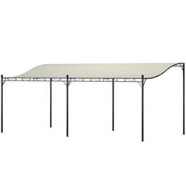 Outsunny - 10' x 19' Outdoor Pergola Canopy, Wall-Mounted Metal Patio Canopy with Weather-Resistant Fabric - Cream White