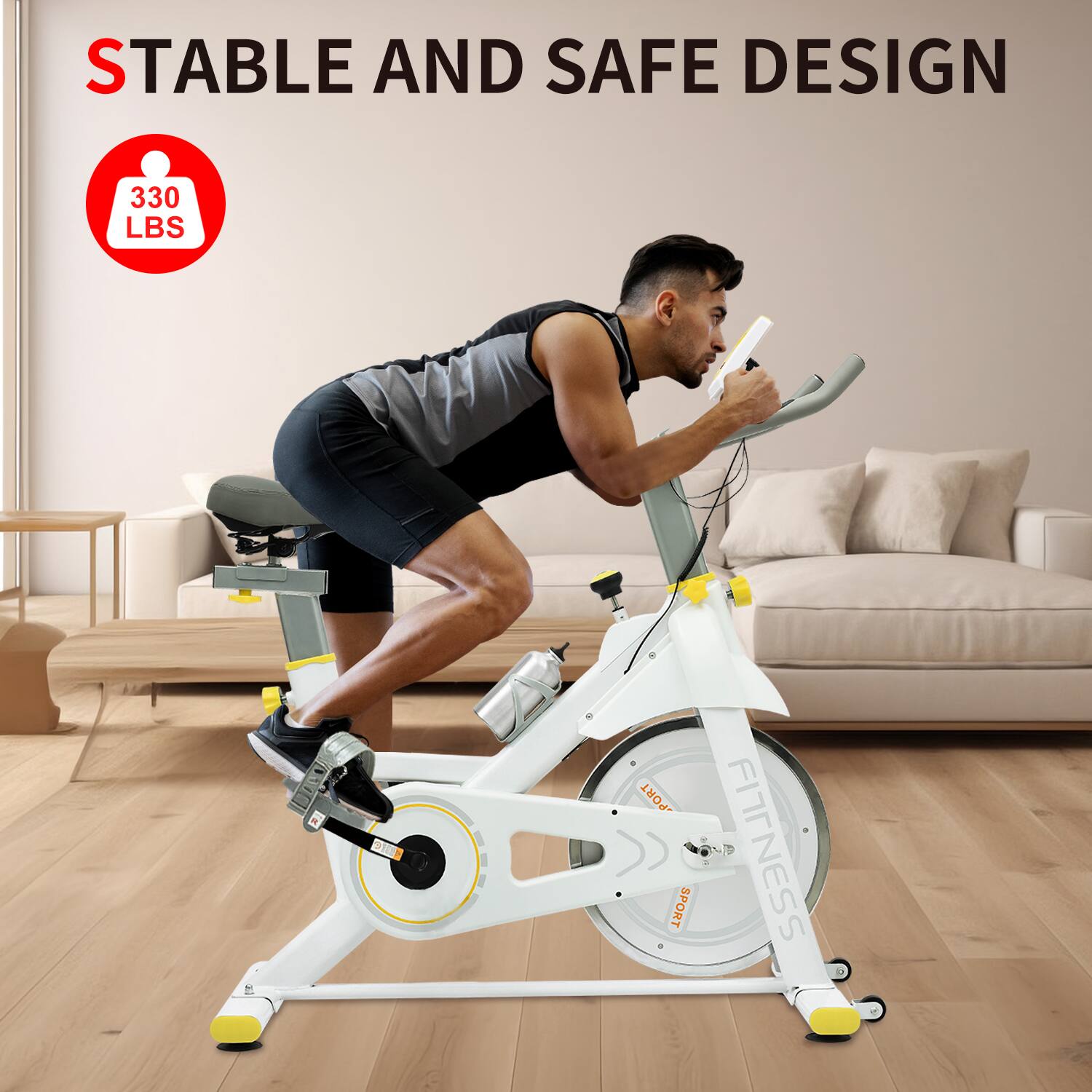 STABLE AND SAFE DESIGN  
330 LBS  
SPORT FITNESS