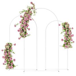 Outsunny - Metal Arch Backdrop Stand Set of 3, 7/6.5/6 ft Wedding Arch Frame, Balloon Backdrop Arch Stand Set for Birthday Party - White