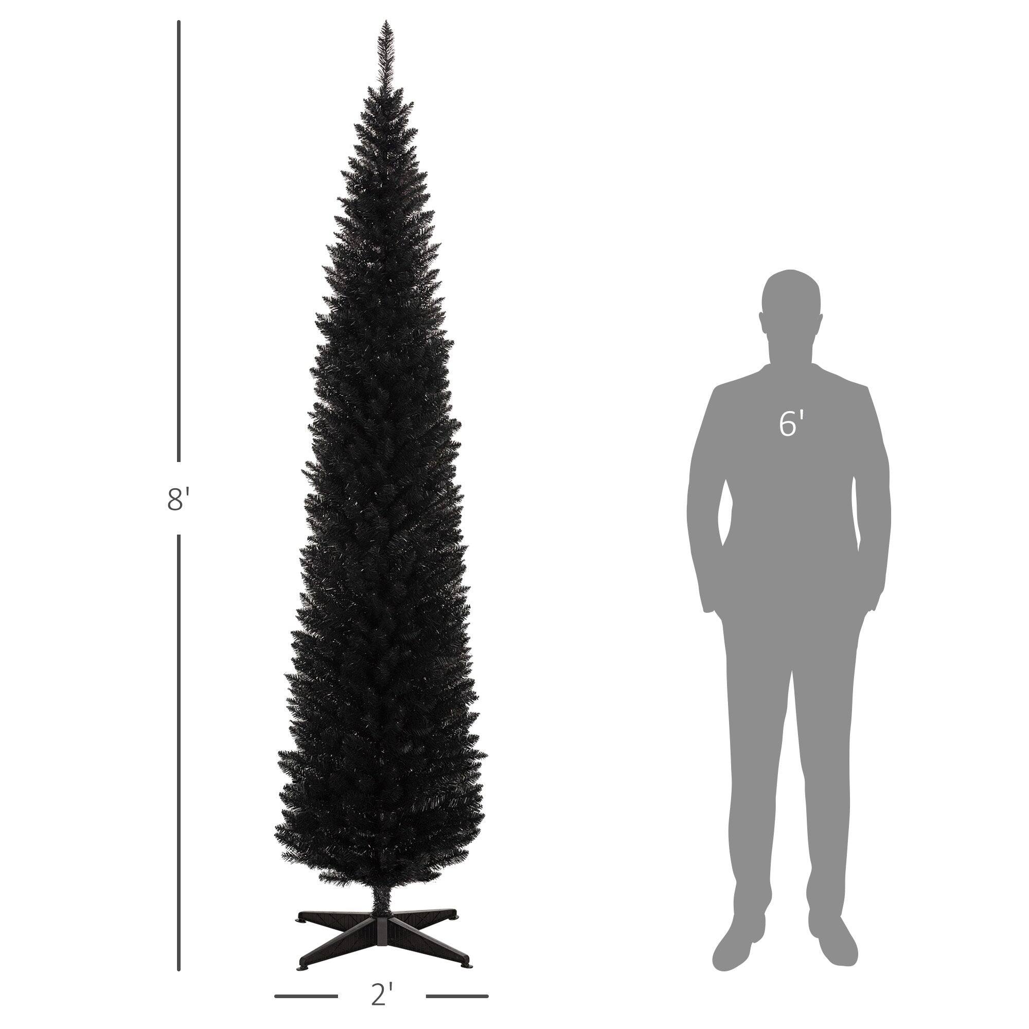 Left. BreeBe - 8 ft Artificial Pencil Christmas Tree - Black.