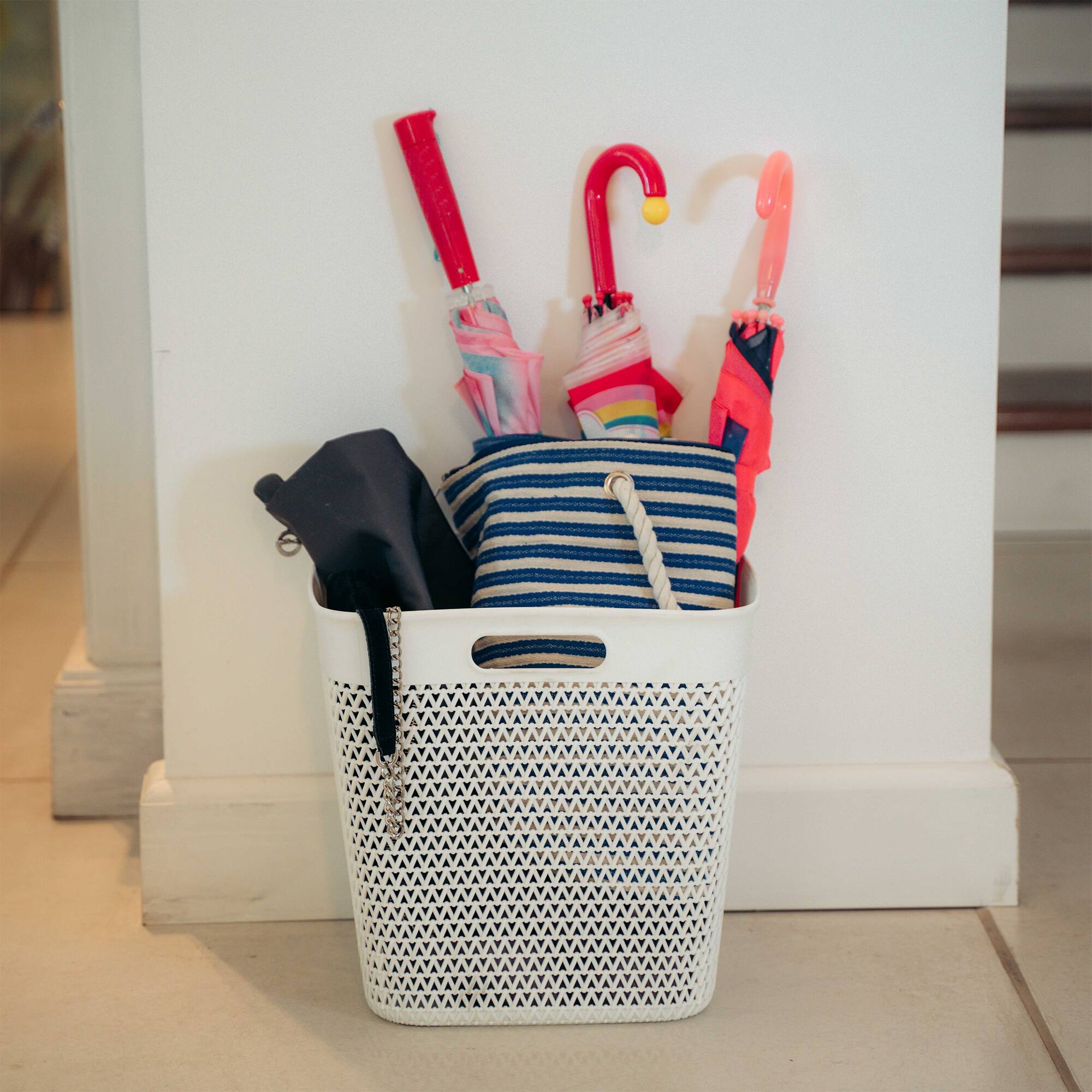 Alt View 4. Life Story - Life Story 26 Qt Decorative Storage Basket, Extra Large Plastic Home Organizer - White.