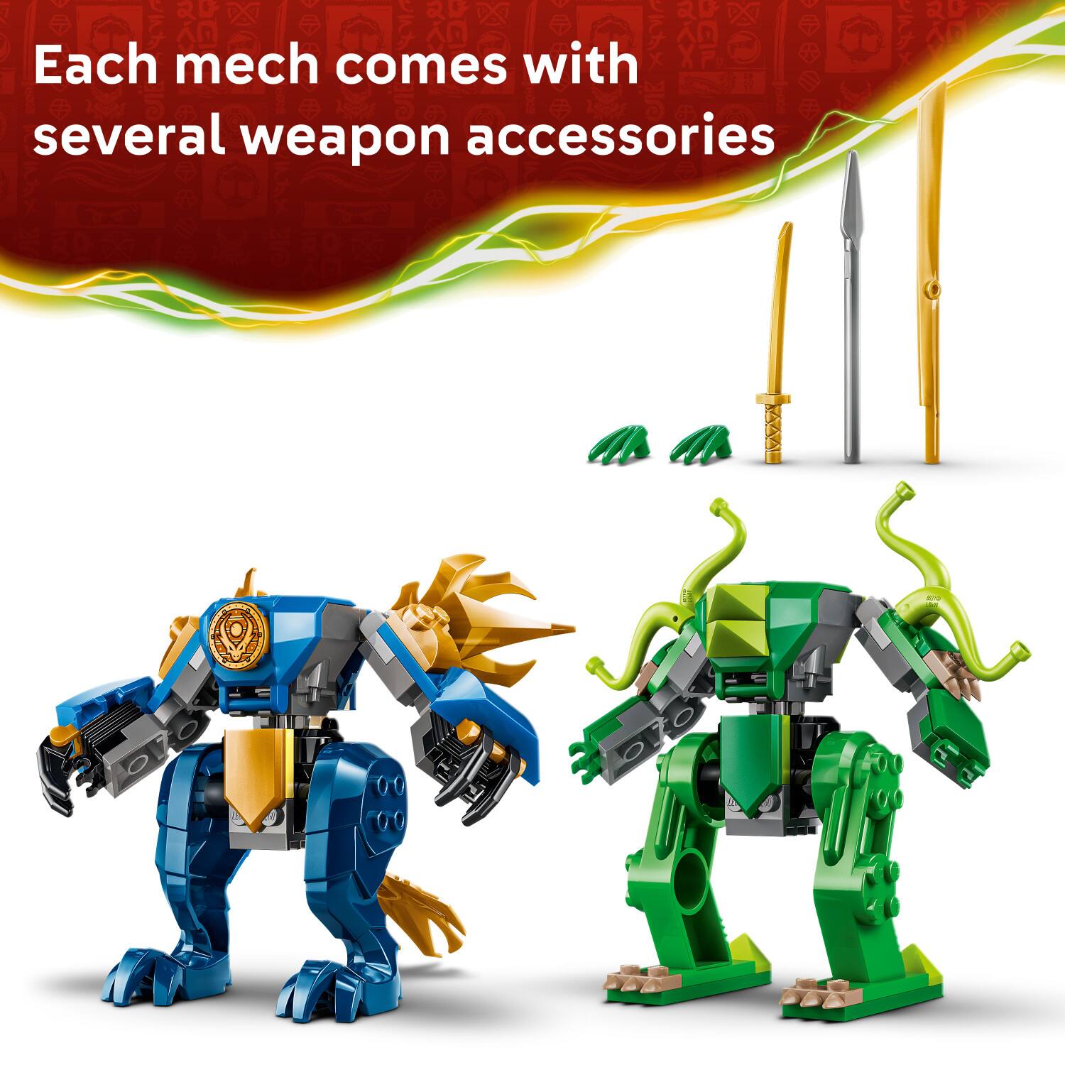 Each mech comes with several weapon accessories