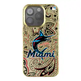 Keyscaper - MLB - Miami Marlins Paisley Bling iPhone Case - 14 - Gold