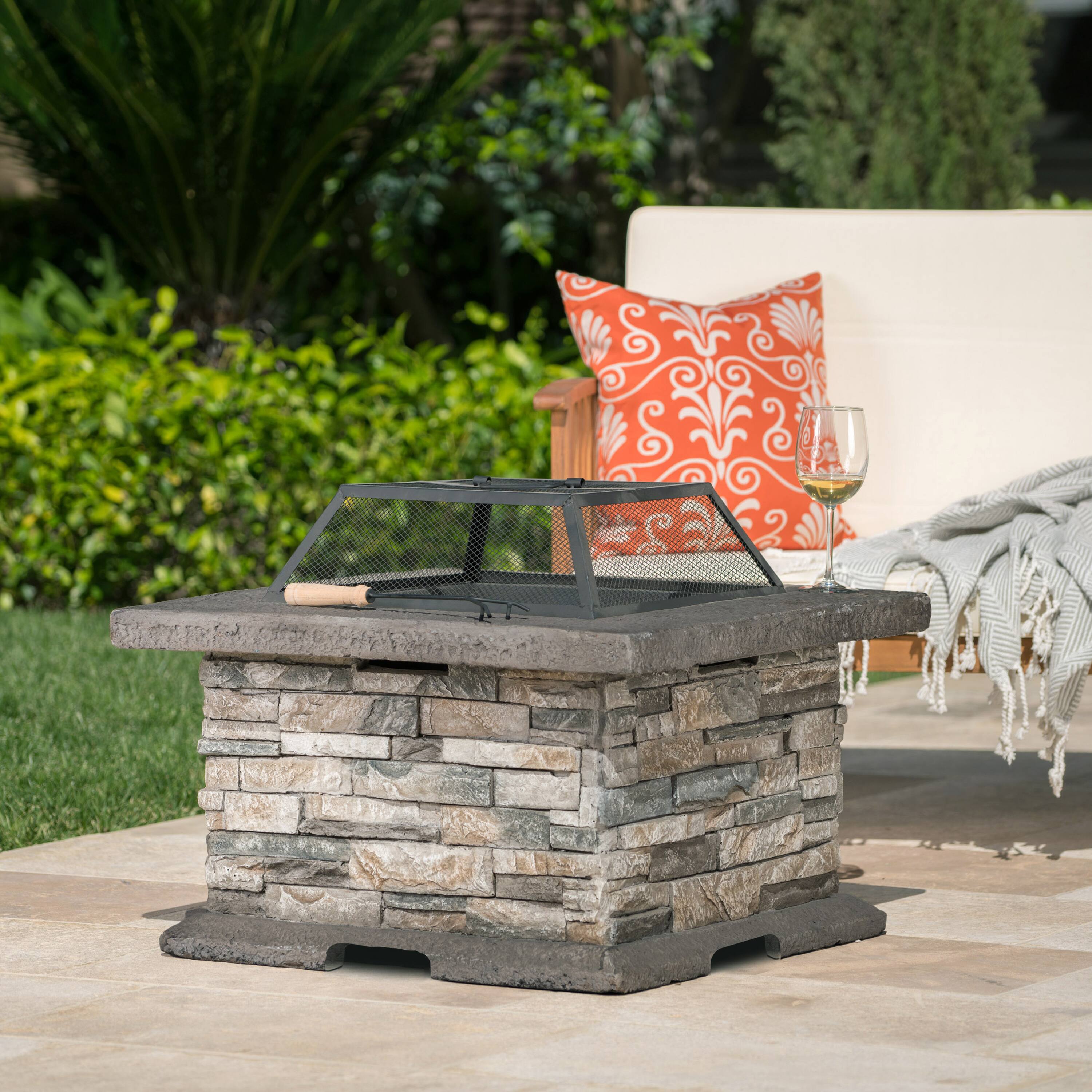 Back. Mondawe - 28" Square MgO Fire Pit - Gray.