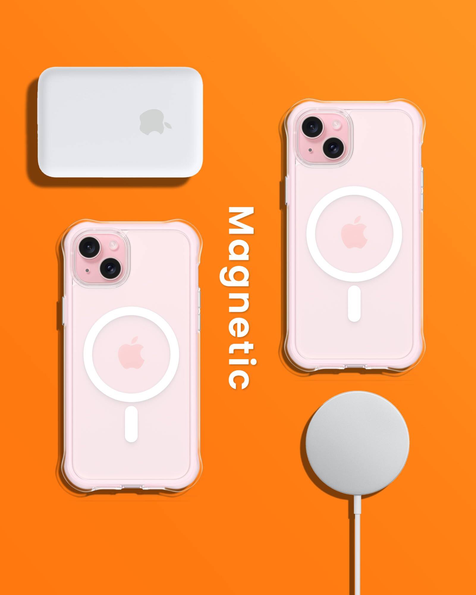 Alt View 6. Ornarto - ORNARTO Air Case for iPhone 15 Plus Clear, Compatible with MagSafe, Military-Grade Drop Protection Case - Pink - Pink.