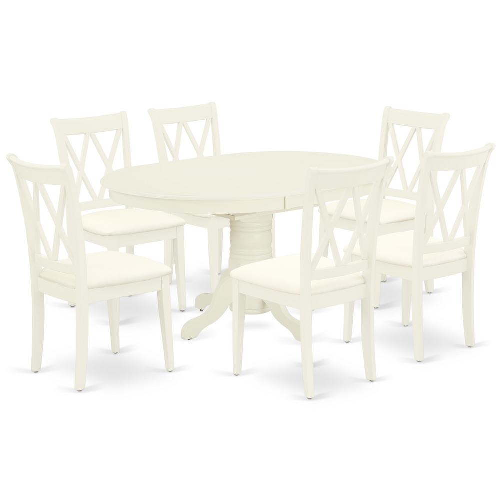 Back. East West Furniture - Dining Room Set Linen White - Brown.