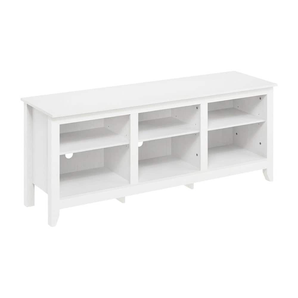 FurniFact - Wooden TV Stand, Up to 65 Inch Entertainment Center, Spacious Storage - White